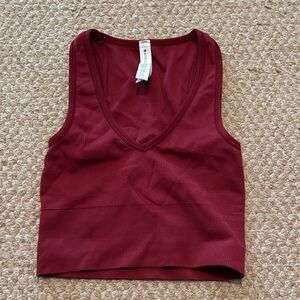 Athleta Burgundy V-Neck Tank Top